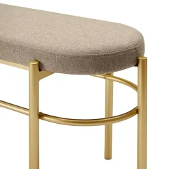 Kirklands Home Benches & Ottomans|Taupe Upholstered Gold Metal Leg Bench Gray