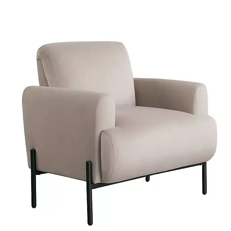 Kirklands Home Accent Chairs|Taupe Velvet Upholstered Knox Accent Chair Tan