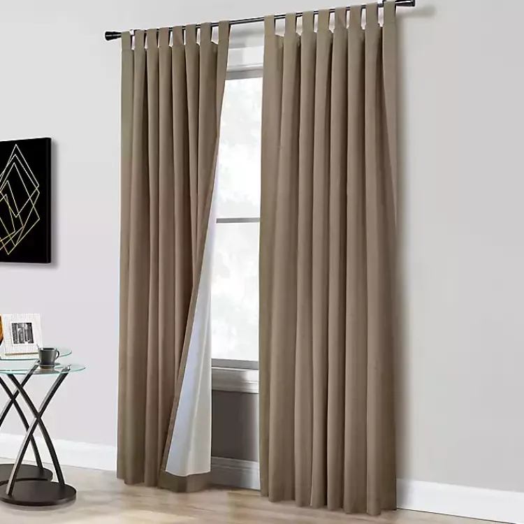 Kirklands Home Curtains & Drapes|Taupe Ventura Blackout Curtain Panel, 95 in. Tan