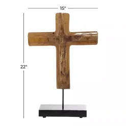 Best Teak Wood Floating Cross Tabletop Sculpture Statues & Figurines