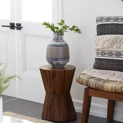 Kirklands Home Accent & End Tables|Teak Wood Hourglass Accent Table Brown