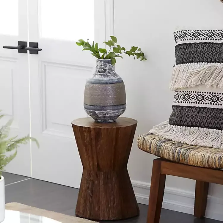 Kirklands Home Accent & End Tables|Teak Wood Hourglass Accent Table Brown