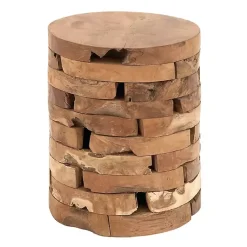Kirklands Home Accent & End Tables|Teak Wood Stacked Round Accent Table Brown