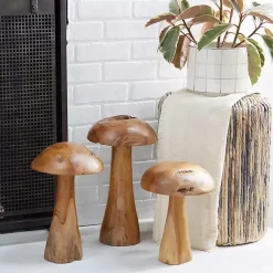 Outlet Teakwood Mushroom 3-pc. Sculpture Set Statues & Figurines