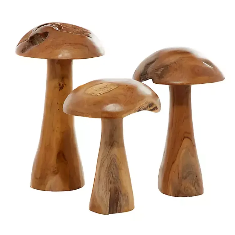 Outlet Teakwood Mushroom 3-pc. Sculpture Set Statues & Figurines