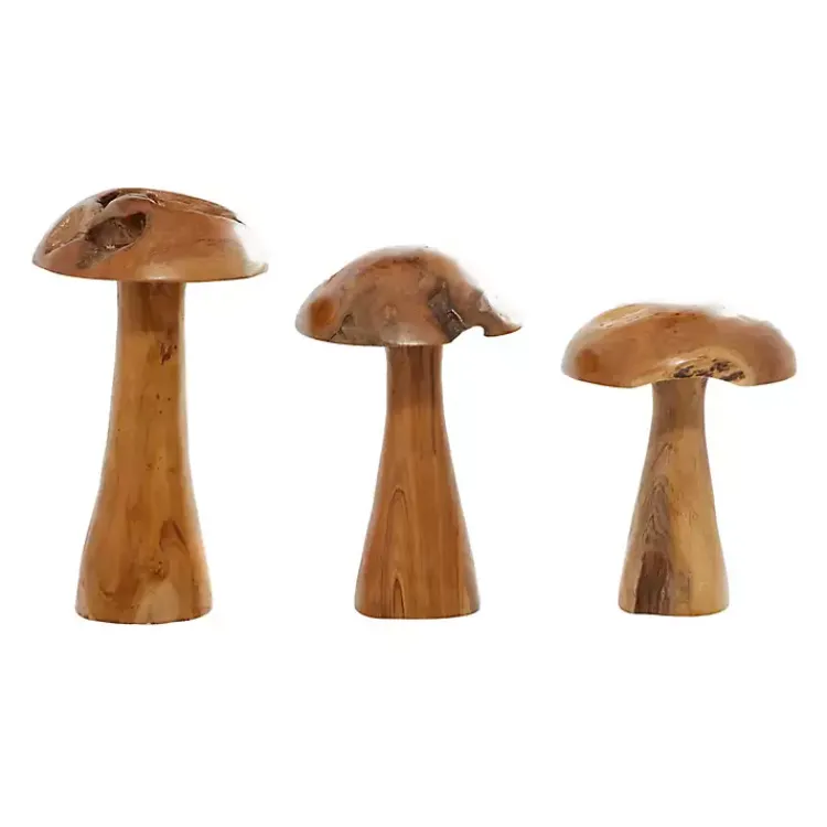 Outlet Teakwood Mushroom 3-pc. Sculpture Set Statues & Figurines