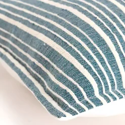 Clearance Teal and Ivory Directional Stripes Pillow Pillows