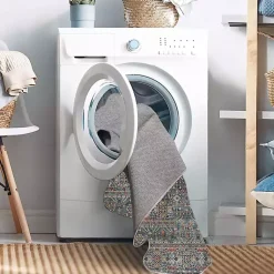 Kirklands Home Area Rugs|Teal and Ivory Grant Washable Area Rug, 5x7 Blue