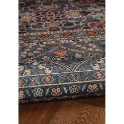 Kirklands Home Area Rugs|Teal and Ivory Grant Washable Area Rug, 5x7 Blue