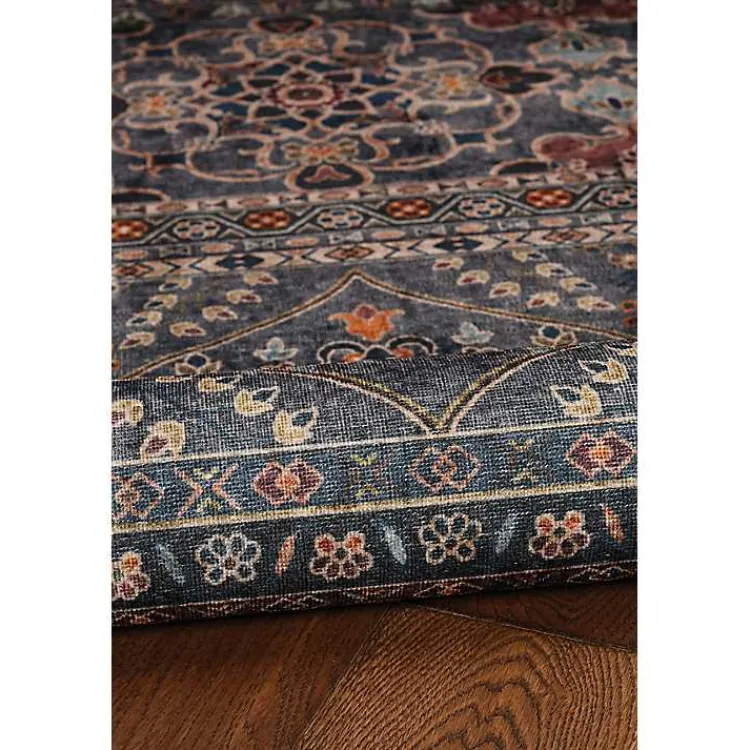 Kirklands Home Area Rugs|Teal and Ivory Grant Washable Area Rug, 5x7 Blue