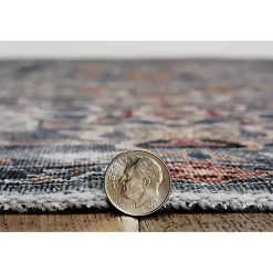 Kirklands Home Area Rugs|Teal and Ivory Grant Washable Area Rug, 5x7 Blue