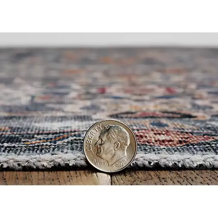 Kirklands Home Area Rugs|Teal and Ivory Grant Washable Area Rug, 5x7 Blue