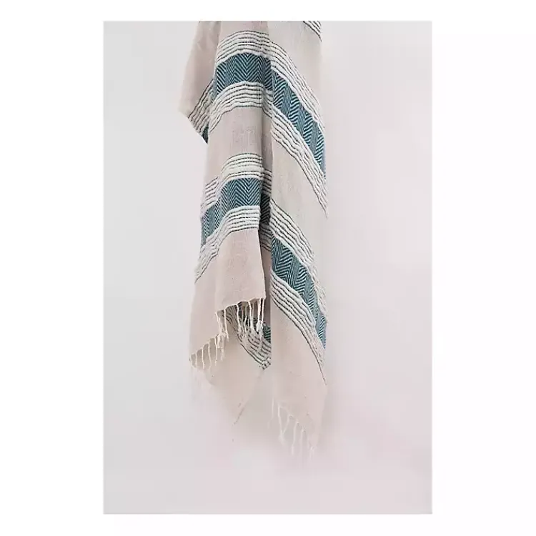 Discount Teal and Natural Colorblock Chevron Throw Blankets & Throws