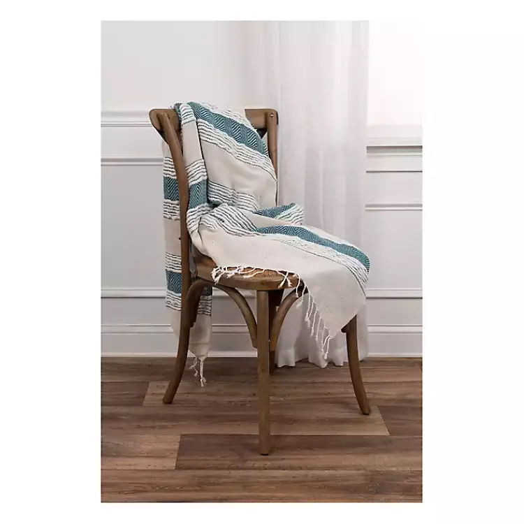 Discount Teal and Natural Colorblock Chevron Throw Blankets & Throws