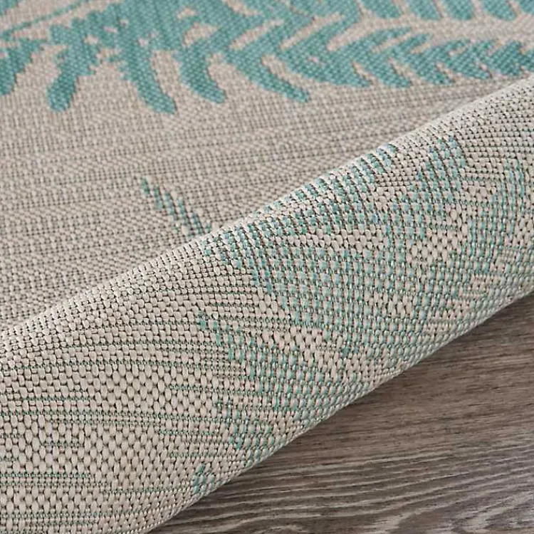 Kirklands Home Outdoor Rugs|Teal and Tan Falling Ferns Outdoor Area Rug, 5x7