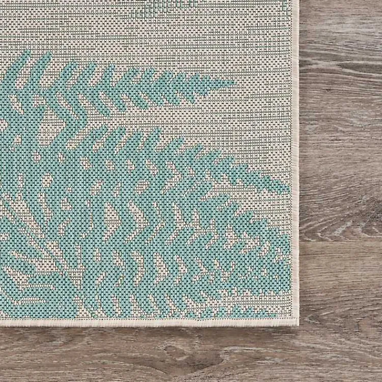 Kirklands Home Outdoor Rugs|Teal and Tan Falling Ferns Outdoor Area Rug, 5x7