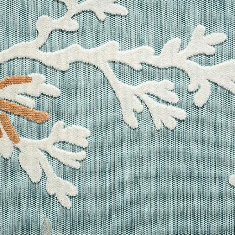 Kirklands Home Outdoor Rugs|Teal Coral Reef Area Rug, 5x7 Blue