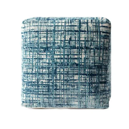Hot Teal Distressed Geo Ultra-Soft Pouf Poufs & Floor Cushions