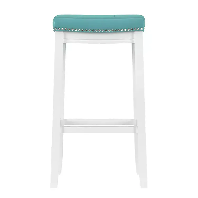 Kirklands Home Bar Stools & Counter Height Stools|Teal Faux Leather Claridge Bar Stool Blue