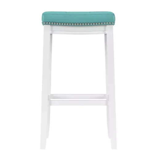 Kirklands Home Bar Stools & Counter Height Stools|Teal Faux Leather Claridge Bar Stool Blue