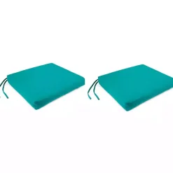 Kirklands Home Outdoor Cushions & Pillows|Teal French Edge Outdoor Chair Cushions, Set of 2 Blue