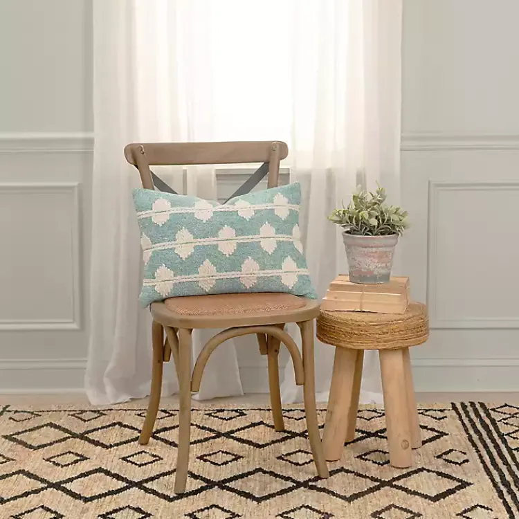 Best Teal Heathered Embroidered Diamond Throw Pillow Pillows