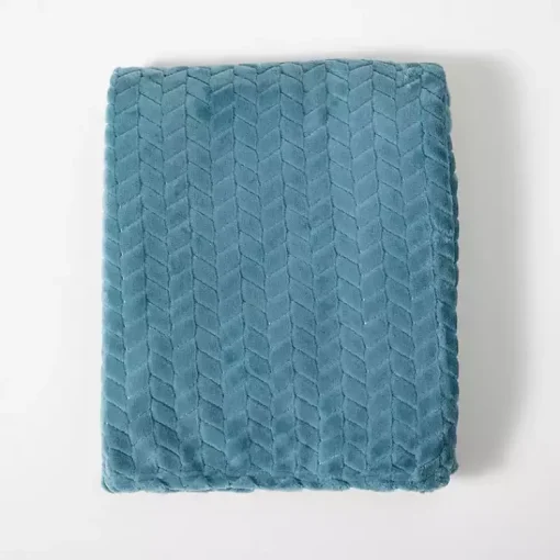 Sale Teal Heavenly Herringbone Plush Throw Blankets & Throws