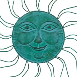 Kirklands Home Wall Plaques|Teal Metal Sun Face Wall Plaque Blue