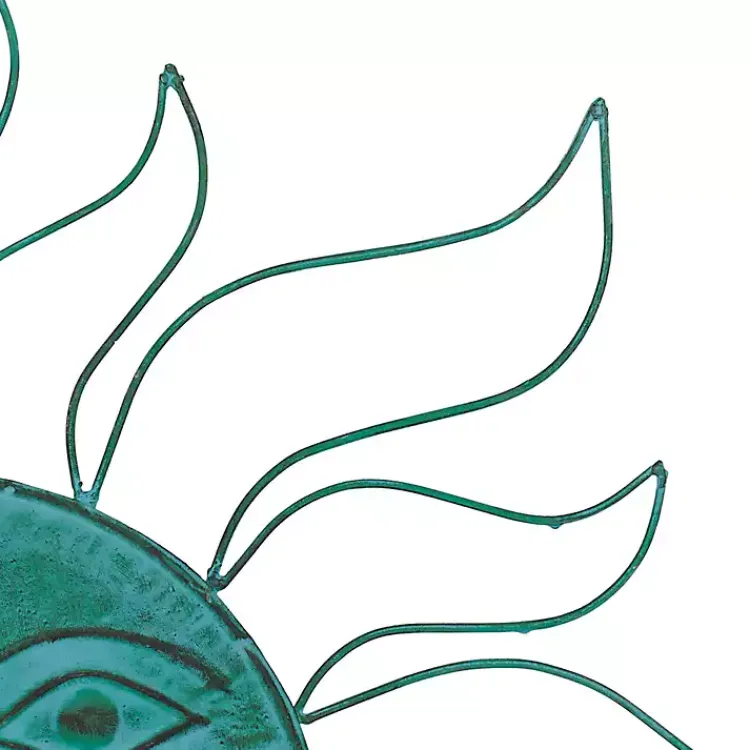 Kirklands Home Wall Plaques|Teal Metal Sun Face Wall Plaque Blue