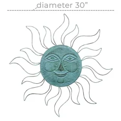 Kirklands Home Wall Plaques|Teal Metal Sun Face Wall Plaque Blue