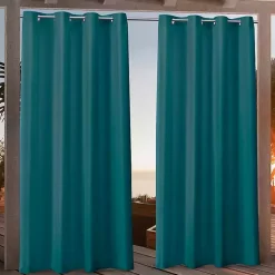 Kirklands Home Outdoor Curtains|Teal Nicole Outdoor Curtain Panel Set, 96 in. Blue