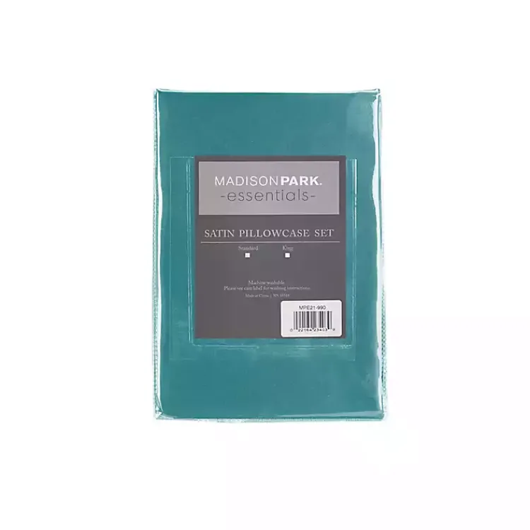 Kirklands Home Bed Sheets|Teal Satin King 2-pc. Pillow Case Set Blue