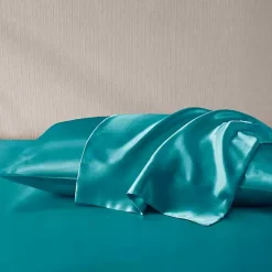 Kirklands Home Bed Sheets|Teal Satin King 2-pc. Pillow Case Set Blue