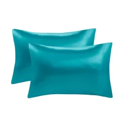 Kirklands Home Bed Sheets|Teal Satin King 2-pc. Pillow Case Set Blue