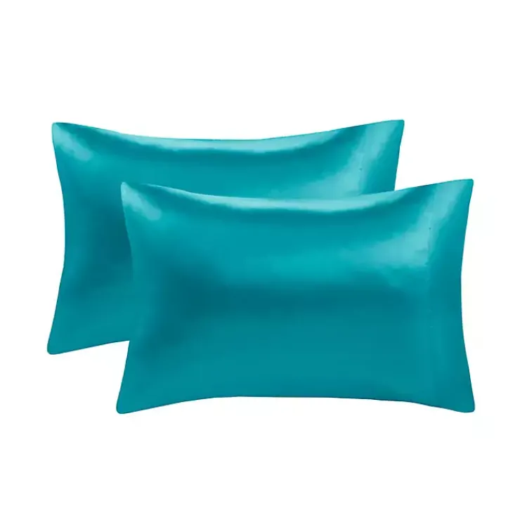 Kirklands Home Bed Sheets|Teal Satin King 2-pc. Pillow Case Set Blue