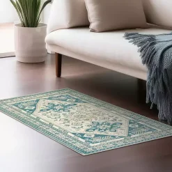 Kirklands Home Area Rugs|Teal Seraz Washable Area Rug, 3x5