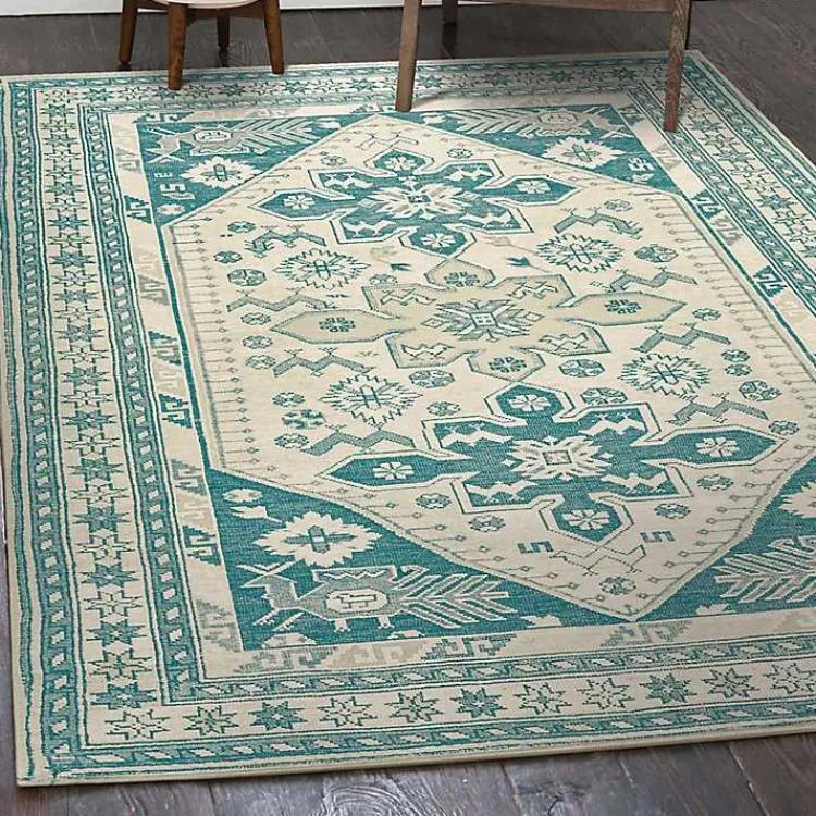 Kirklands Home Area Rugs|Teal Seraz Washable Area Rug, 5x7