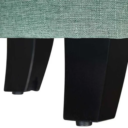 Kirklands Home Benches & Ottomans|Teal Upholstered Eliza Round Storage Ottoman Blue