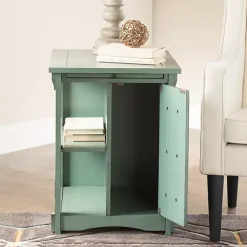Kirklands Home Accent & End Tables|Teal Wood Parnell Storage Accent Table