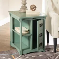 Kirklands Home Accent & End Tables|Teal Wood Parnell Storage Accent Table
