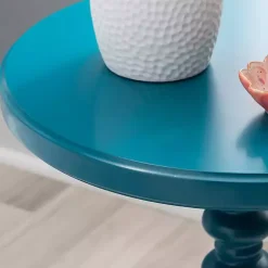 Kirklands Home Accent & End Tables|Teal Wood Spindle Side Table Blue