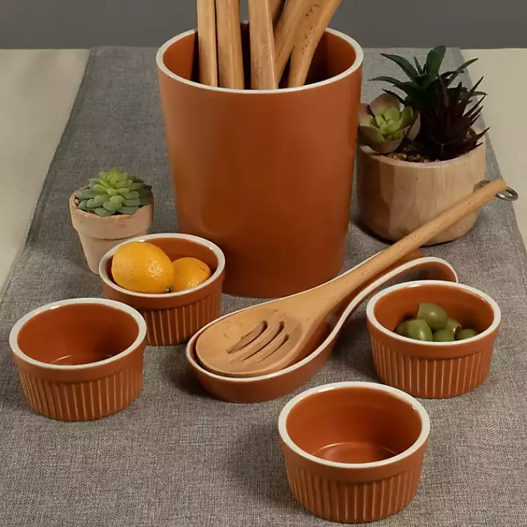 Kirklands Home Kitchen Accessories|Tempo Terracotta 6-pc. Countertop Accessory Set Brown