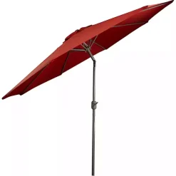 Kirklands Home Outdoor Accent Furniture|Terracotta 8 ft. Hand Crank Tilt Umbrella Red