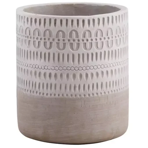 Kirklands Home Kitchen Storage|Terracotta Etched Boho Utensil Crock Tan