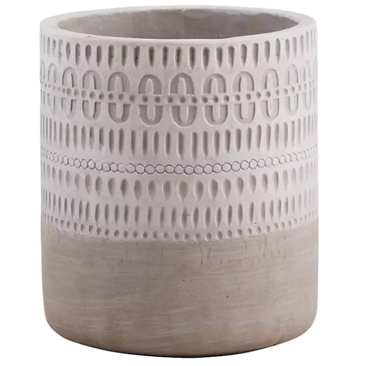 Kirklands Home Kitchen Storage|Terracotta Etched Boho Utensil Crock Tan