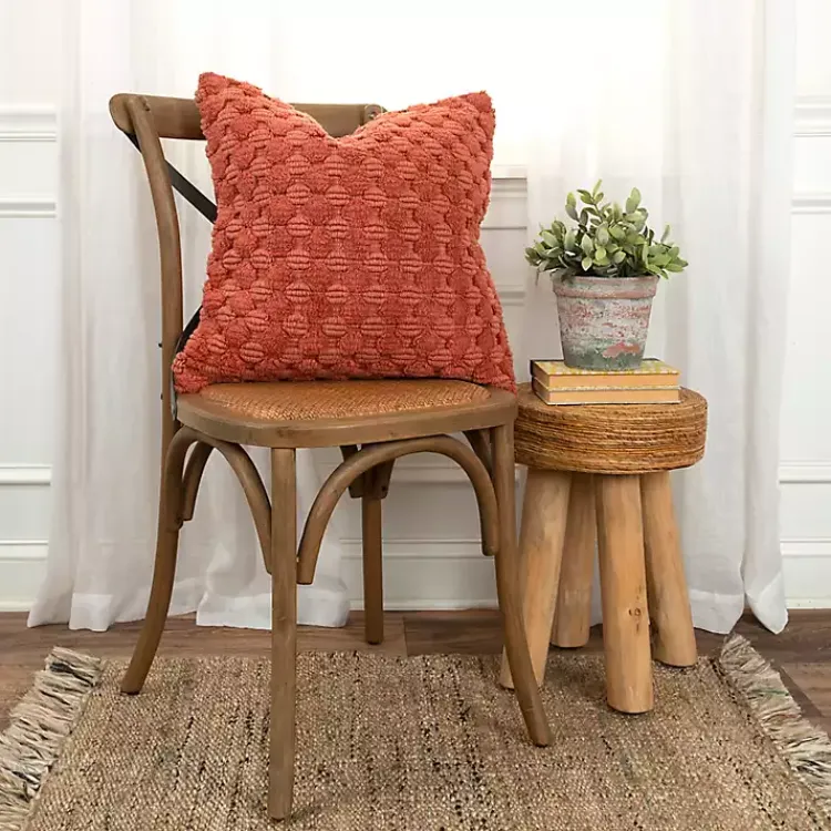 Sale Terracotta Looped Cotton Throw Pillow Pillows