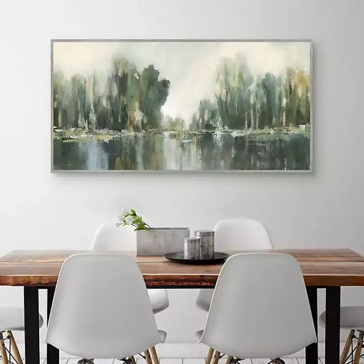 Kirklands Home Canvas Art|Textured Treeline Framed Canvas Art Print Green