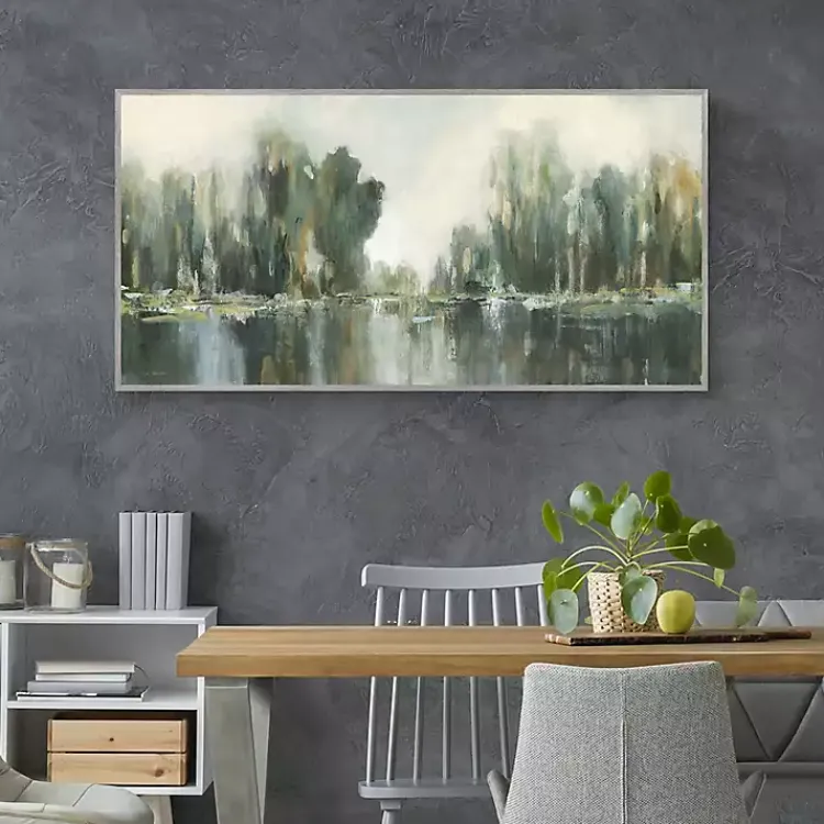 Kirklands Home Canvas Art|Textured Treeline Framed Canvas Art Print Green