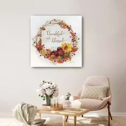 Clearance Thankful & Blessed Harvest Wreath Print, 30x30 Fall