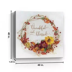 Hot Thankful & Blessed Harvest Wreath Print, 40x40 Fall